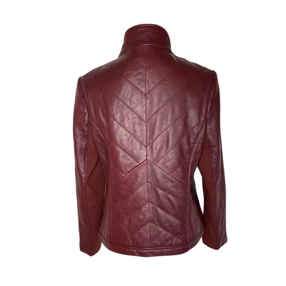 🎉HP🎉Badgley Mischka Oxblood Eloise Quilted Leather Jacket - Picture 4 of 10